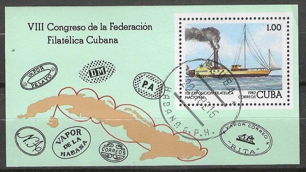 Cuba 1972 - Yvert blok 73 - Nationale Tentoonstelling (ST), Postzegels en Munten, Verzenden, Gestempeld, Midden-Amerika