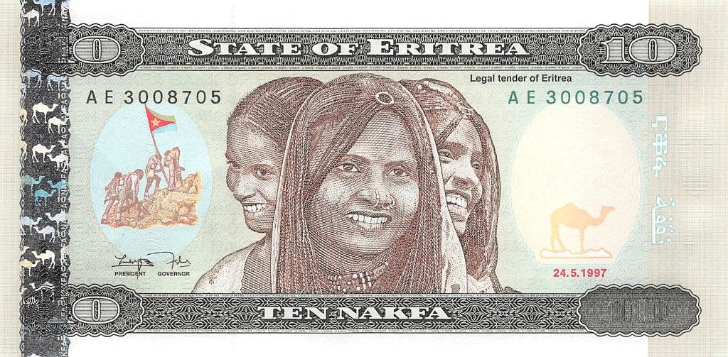 Eritrea 10 Nakfa 1997 Unc Prefix AE pn 3, Postzegels en Munten, Bankbiljetten | Afrika, Los biljet, Overige landen, Ophalen of Verzenden