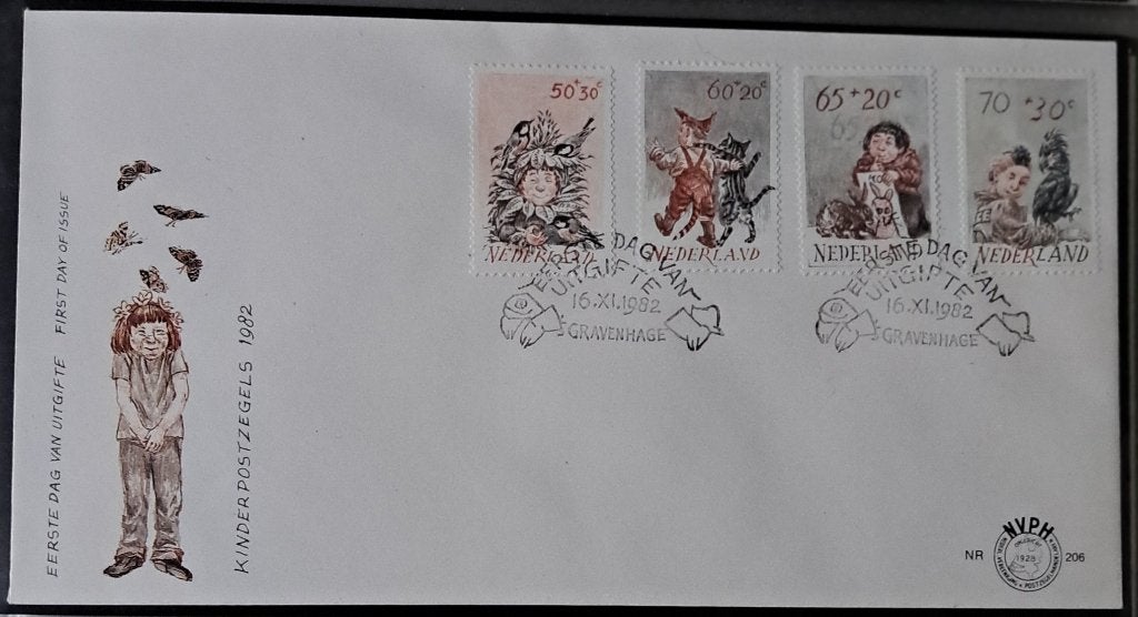 Envelop - 206.1982.Kinderzegels, Ophalen of Verzenden, Onbeschreven, Nederland