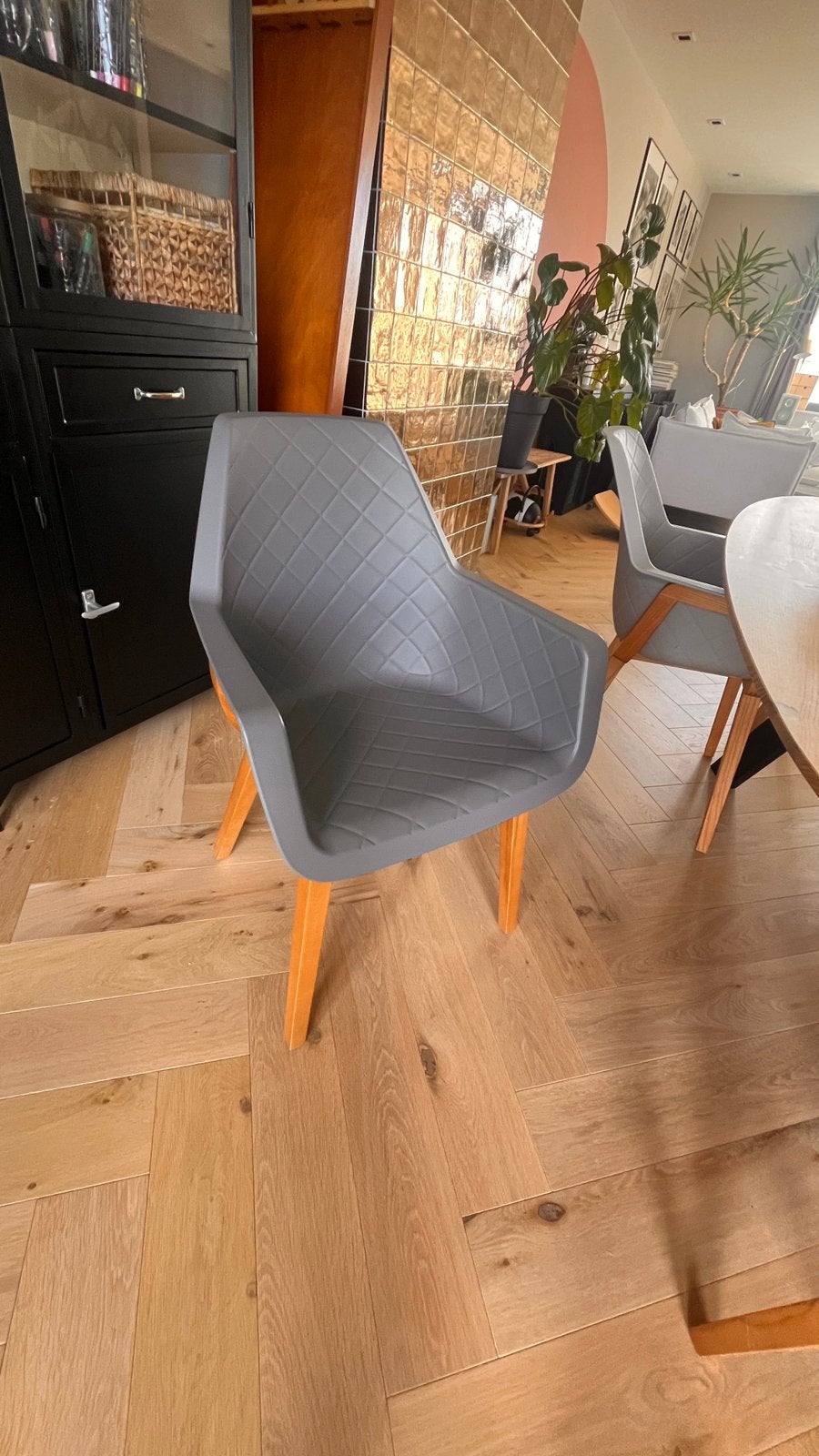 12x licht+donker taupe Riviera Maison Amsterdam city chair, Ophalen, Gebruikt, Vijf, Zes of meer stoelen