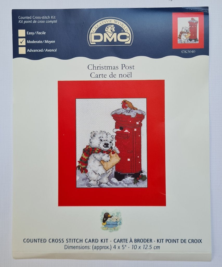 Christmas Post met beer en Engelse brievenbus borduurpatroon, Ophalen, Zo goed als nieuw, Handborduren, Patroon