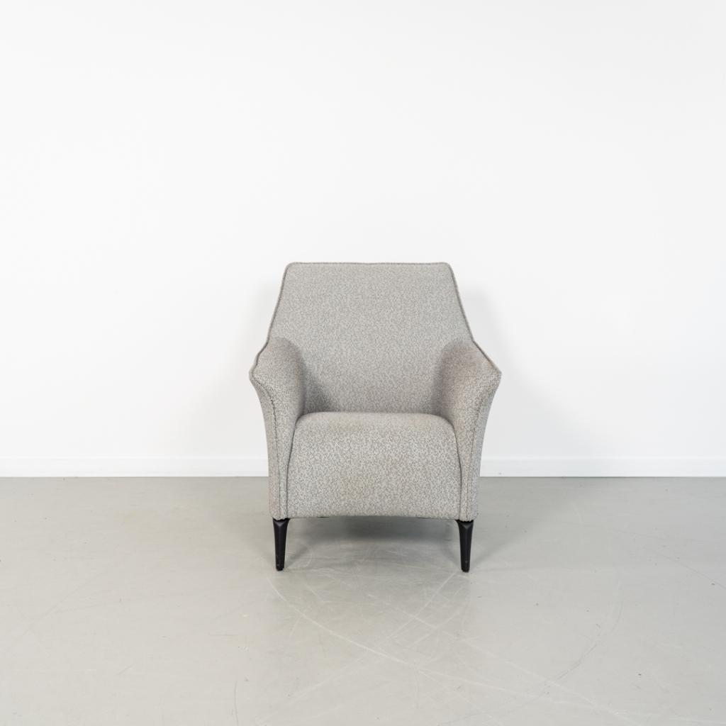 2x Leolux Mayuro Fauteuil Grijs Stof Gemêleerd - Zwart Frame, Huis en Inrichting, Fauteuils, Niet ingevuld, Minder dan 75 cm, Niet ingevuld