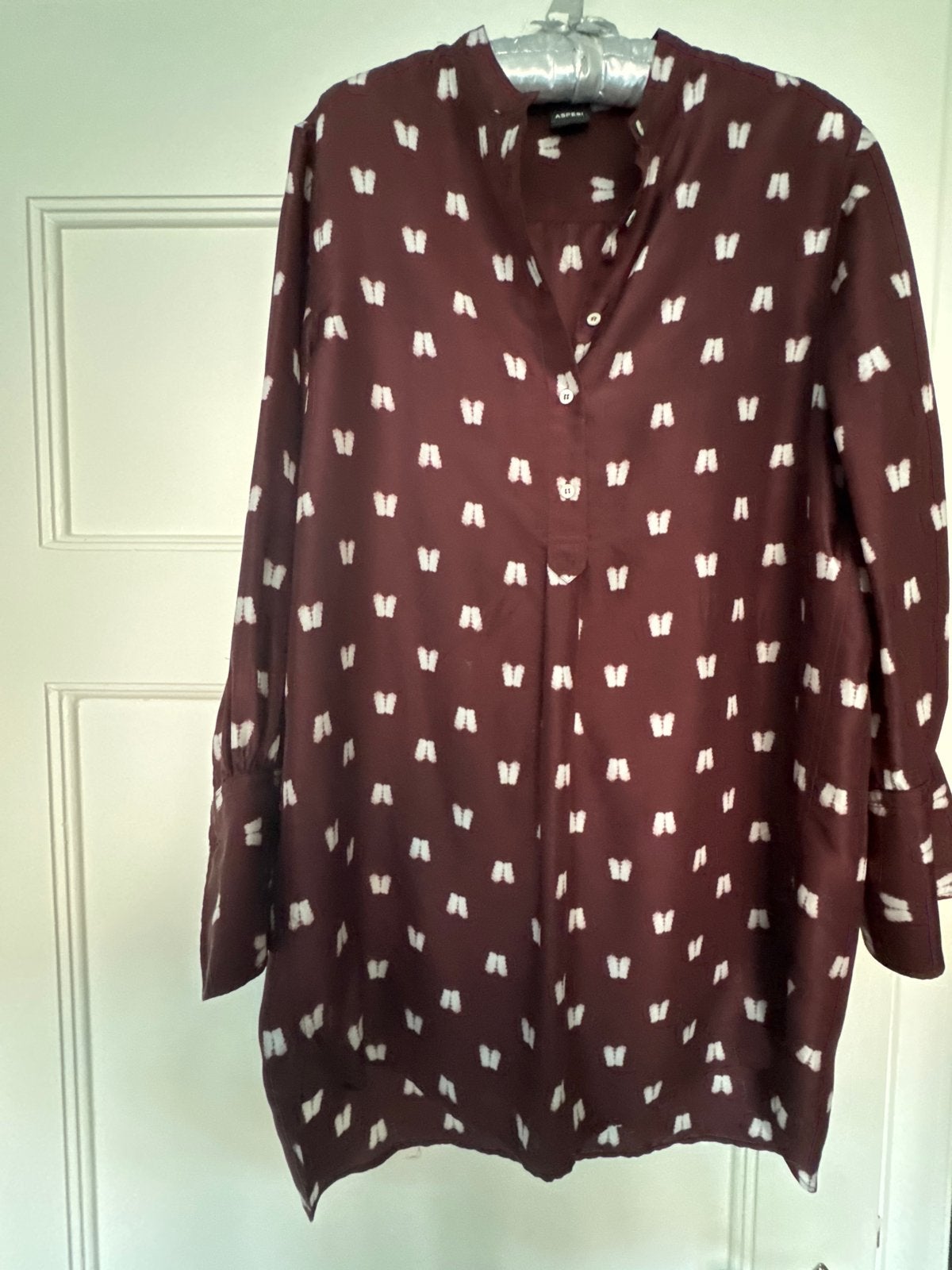 ASPESI lange zijden blouse - Maat M, Kleding | Dames, Ophalen of Verzenden, Zo goed als nieuw, Maat 38/40 (M), Rood