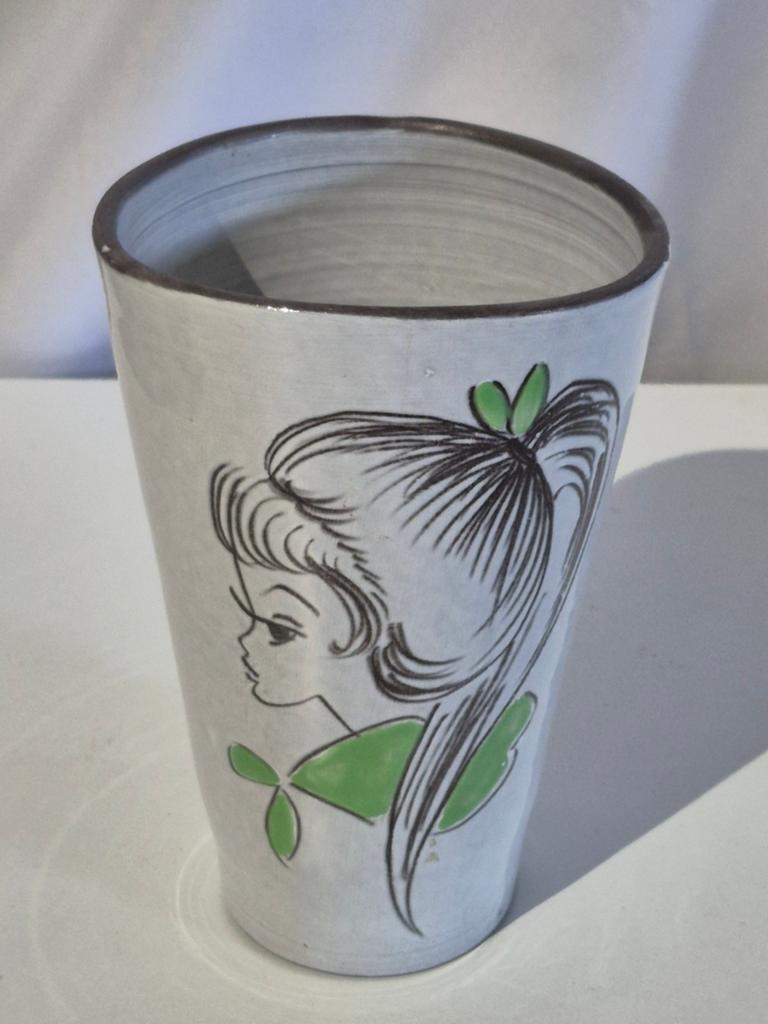 Vintage retro vaas Couzijn en Pool meisje 18,5 cm, Ophalen