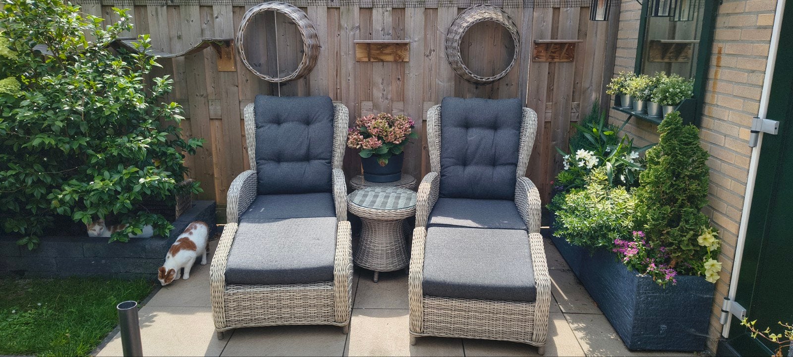 Luxe 6-delige Your Own Living Verstelbare Relaxset, Tuin en Terras, Zo goed als nieuw, Loungeset, Wicker, Bijzettafel