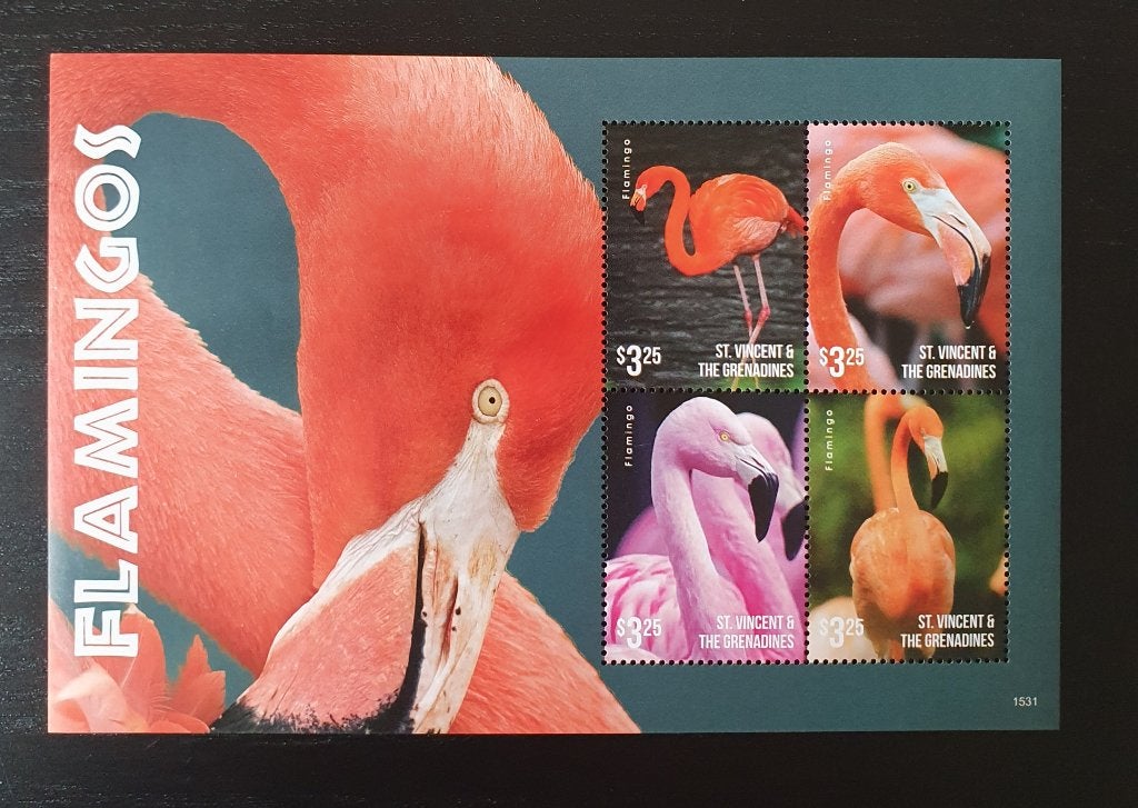 St Vincent Grenadines 2015 Vogels Flamingo Michel 7589-7592, Postzegels en Munten, Verzenden, Postfris, Dier of Natuur