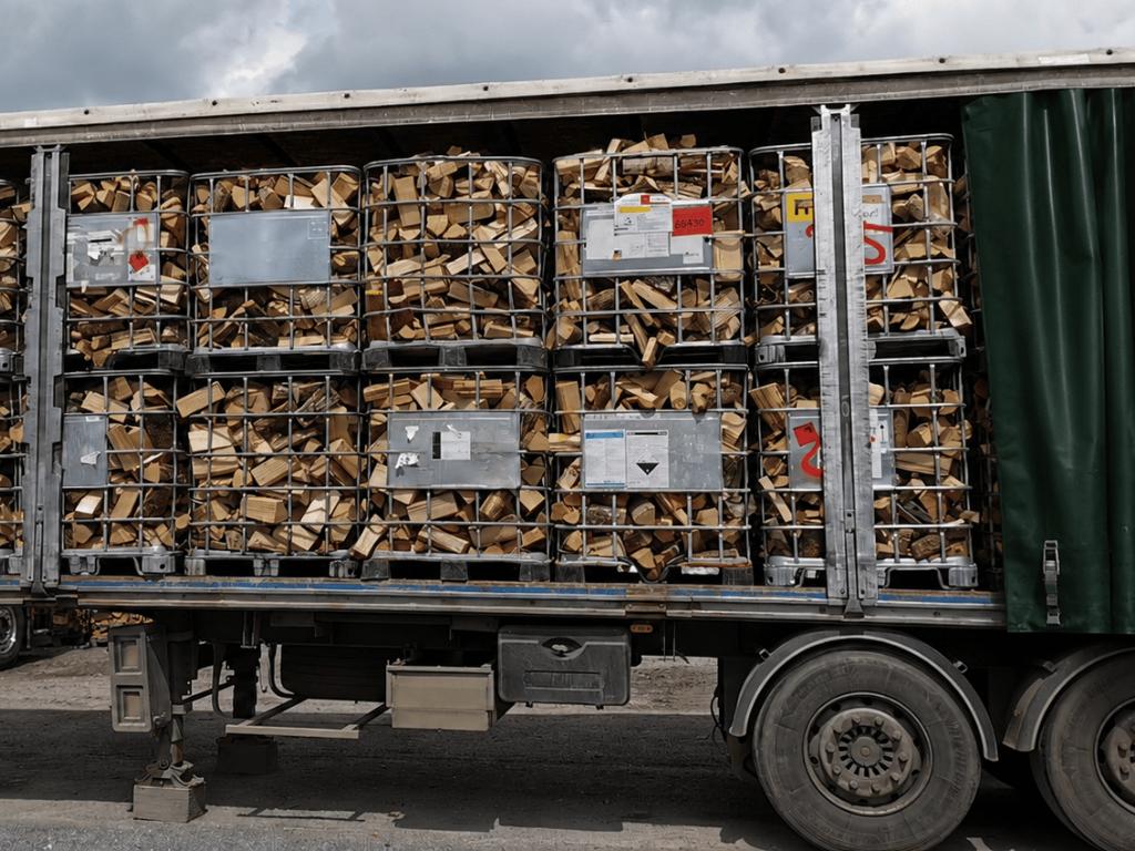 Haardhout IBC-krat losgestort | 50-52 kratten, 6 m³ of meer, Verzenden, Eikenhout, Blokken