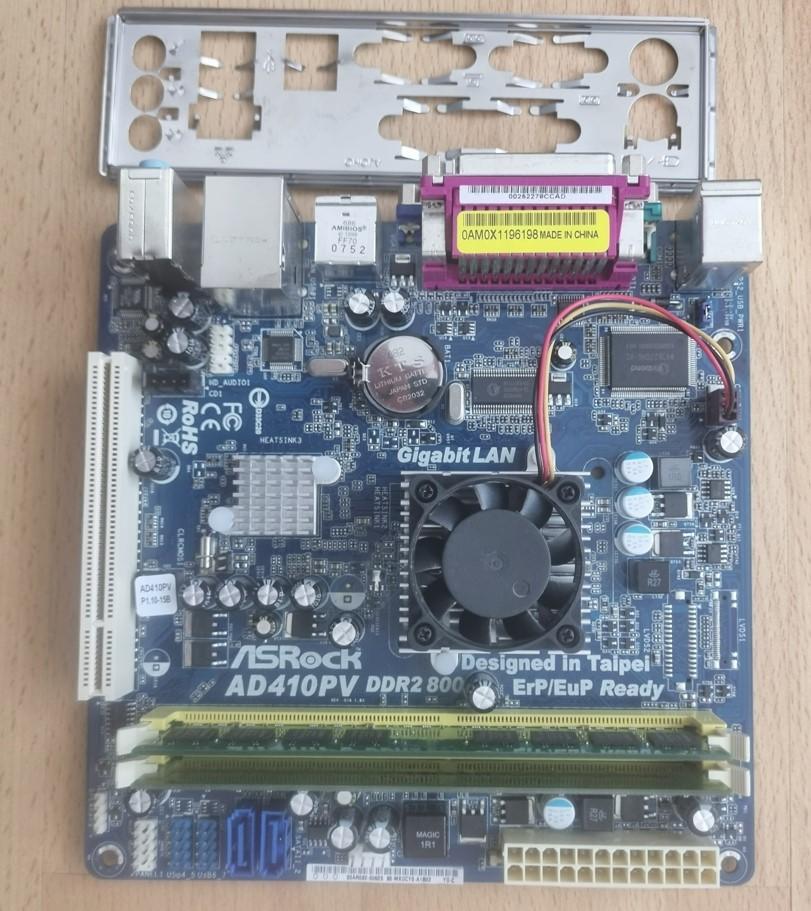ASRock AD410PV met processor en geheugen, Computers en Software, Moederborden, Ophalen of Verzenden, Zo goed als nieuw, Intel