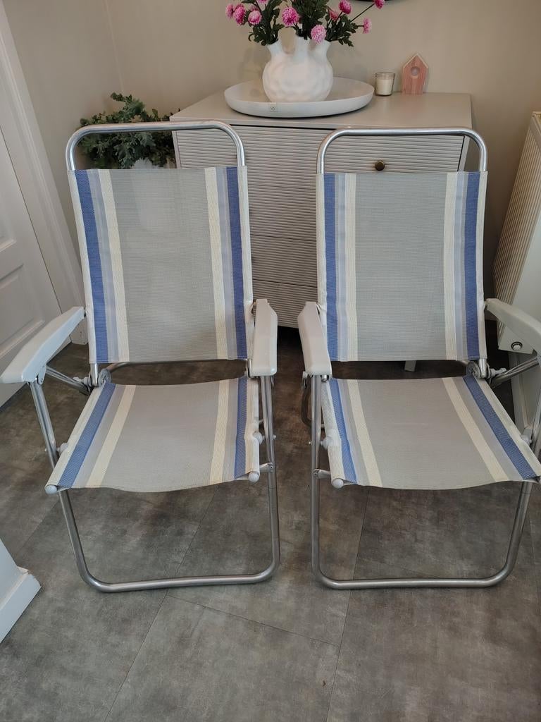 Twee comfortabele verstelbare campingstoelen (1 koop), Caravans en Kamperen, Ophalen of Verzenden, Gebruikt, Campingstoel