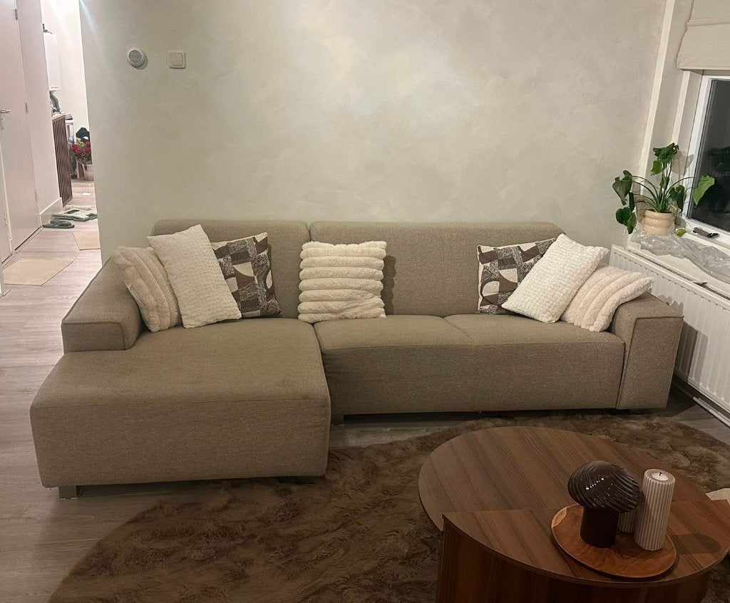 Hulshoff design hoekbank, Ophalen, 125 cm of meer, Zo goed als nieuw, Stof