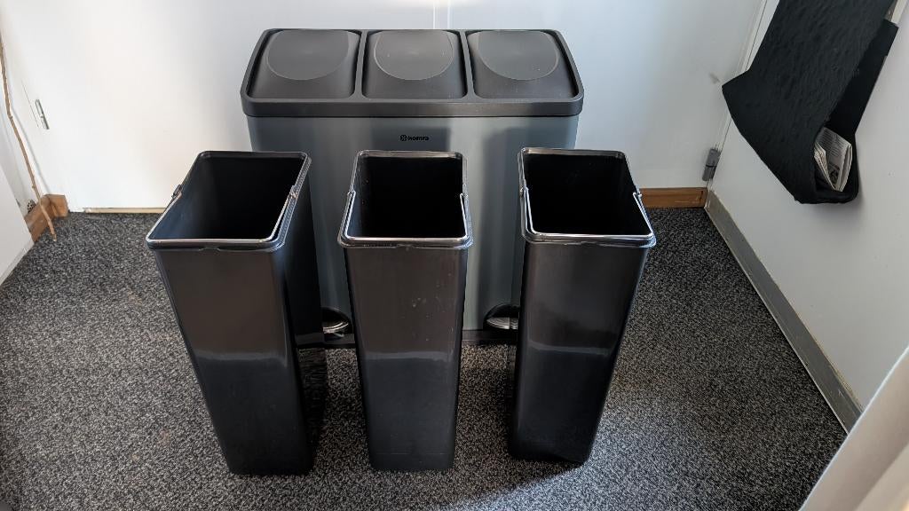 Homra Maxer Pedaalemmer 60 Liter Grijs (3x20L), Huis en Inrichting, Ophalen, Overige materialen, Gebruikt, Met pedaal