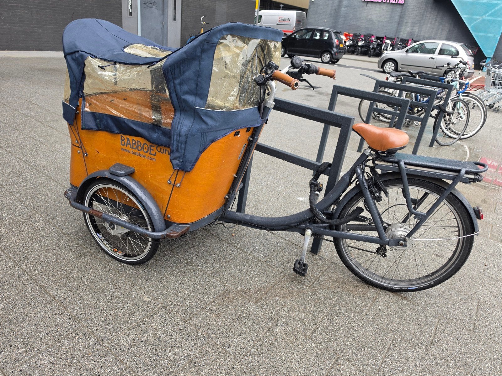 Babboe Curve bakfiets te koop, inclusief regenhuif., Ophalen, Gebruikt, 4 kinderen of meer
