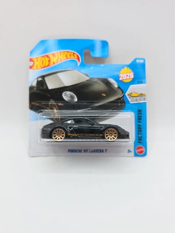 Hot Wheels Porsche 911 Carrera T Zwart 2026 1/5, Hot Wheels, Nieuw, Ophalen of Verzenden, Hot Wheels