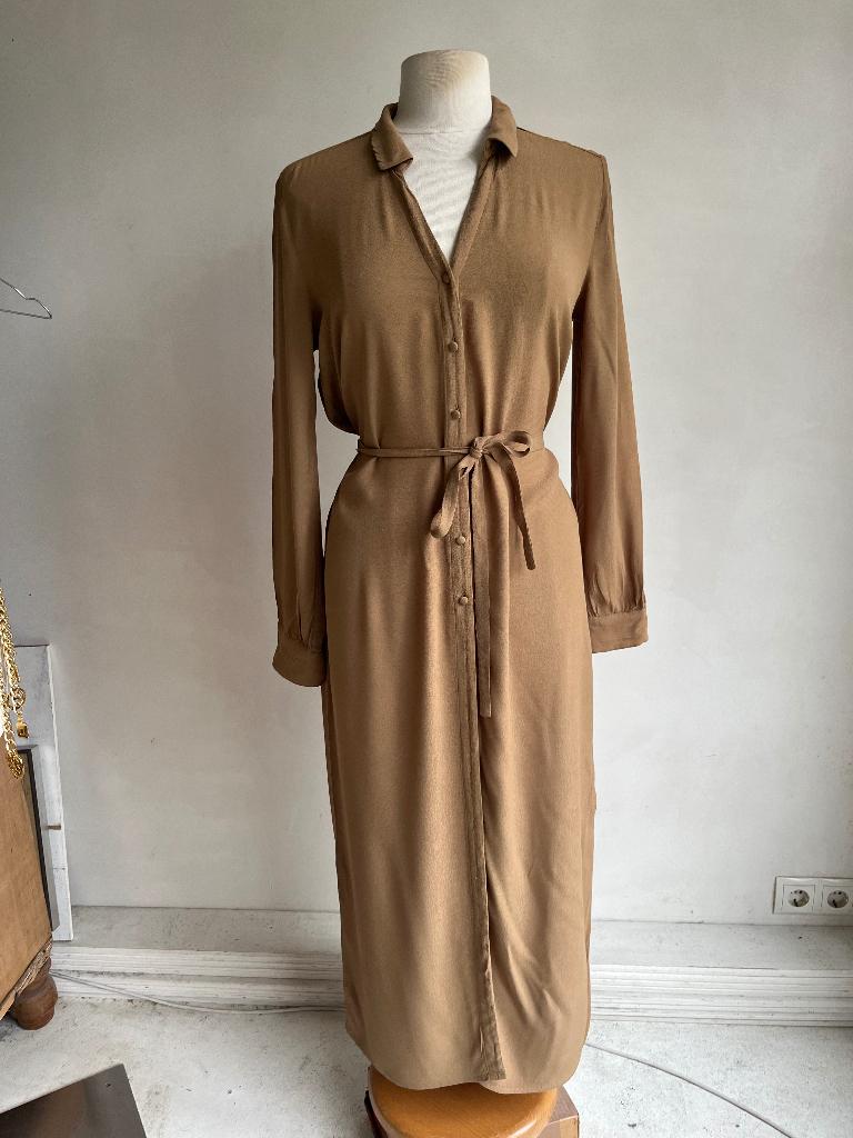 modstrom jurk maat s beige maxi jurk, Kleding | Dames, Jurken, Verzenden, Beige, Zo goed als nieuw, Maat 36 (S)