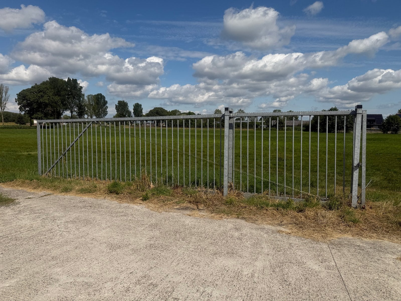 Zwaar gegalvaniseerd spijlenhek / toegangshek, Ophalen, Met poort, Spijlenhekwerk, Zo goed als nieuw