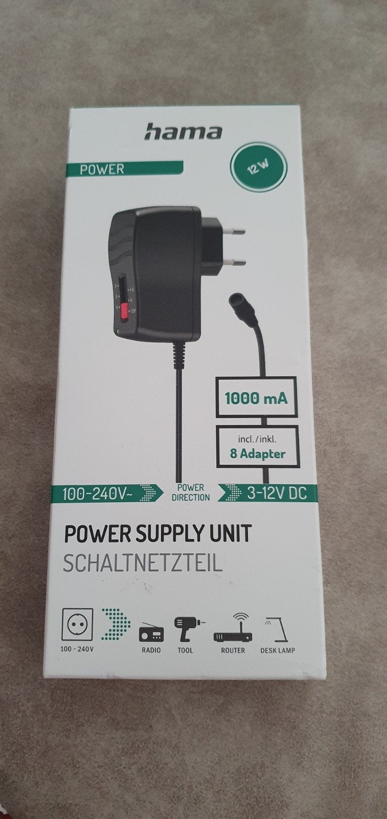 Hama Universele Voeding 12W, 1000mA met 8 Adapters, Verzenden