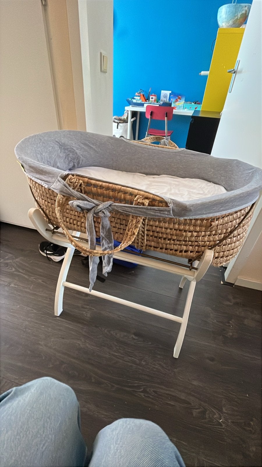 Baby Mozes Wiegje - Rotan Wieg met Onderstel, Kinderen en Baby's, Babywiegjes en Ledikanten, Ophalen, Gebruikt, Wieg