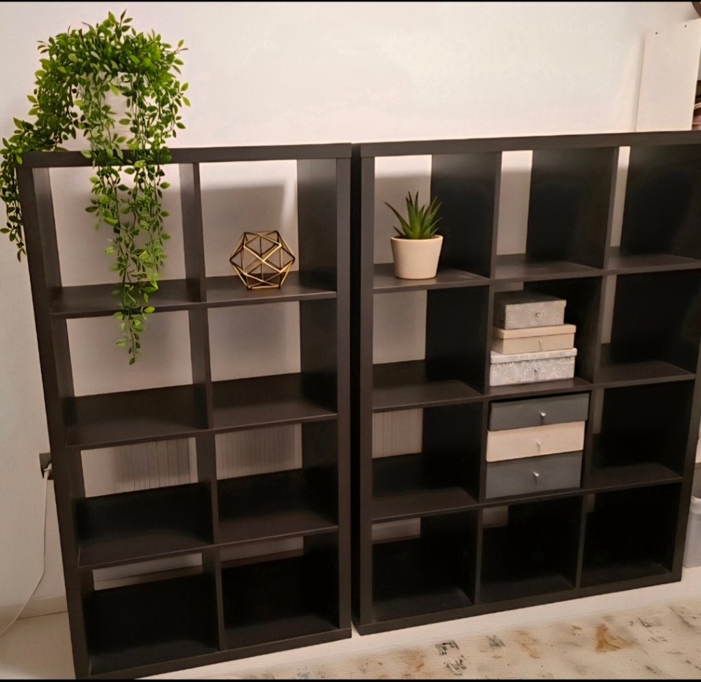 2 IKEA KALLAX kasten – 8 en 12 vakken – zwart/bruin, Ophalen, 100 tot 150 cm, 50 tot 100 cm, Zo goed als nieuw