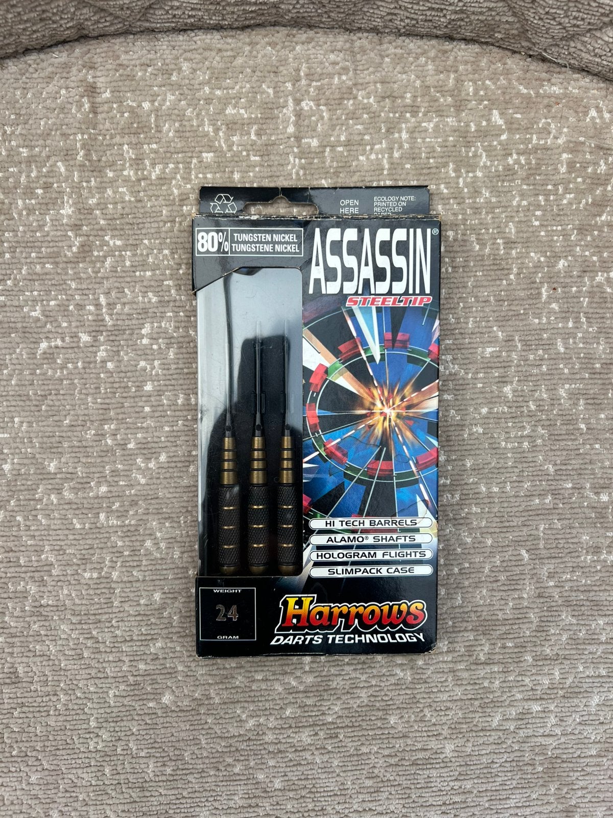 Vintage Dart Set Harrows Assassin Steeltip Darts 22 Grams, Sport en Fitness, Ophalen, Nieuw, Pijlen