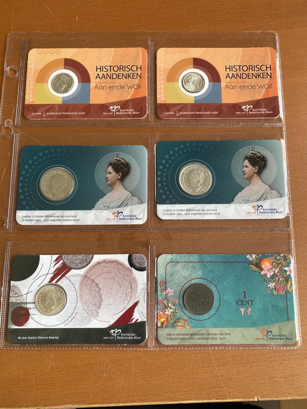 6x Numismatische Coincard NL uitgifte KNM, Ophalen of Verzenden, Koningin Beatrix, Overige waardes, Setje