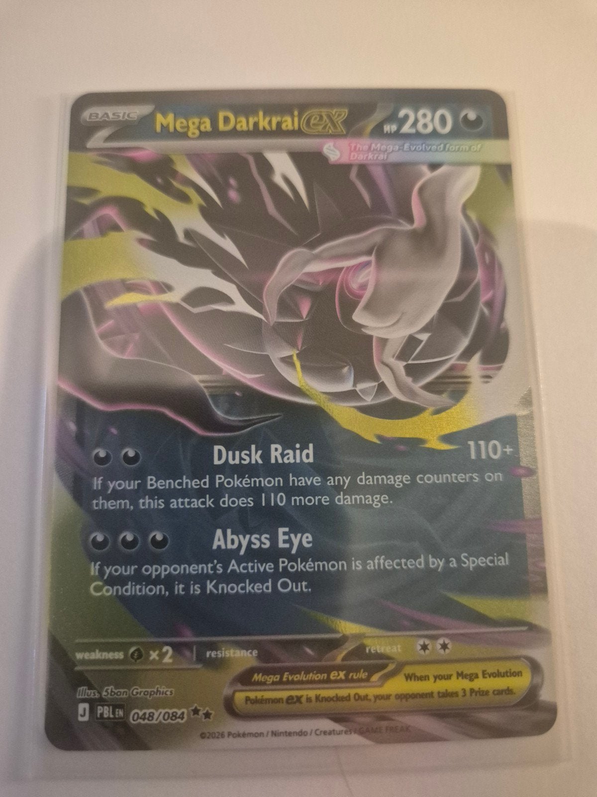 Mega Darkrai EX pokemon pitch black 048/084, Ophalen of Verzenden, Nieuw, Losse kaart, Foil