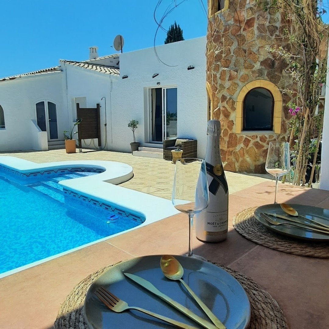 Ibiza-stijl vakantie Casita 4p prive zwembad dichtbij Javea, 2 slaapkamers, In bergen of heuvels, Costa Blanca, 3 personen
