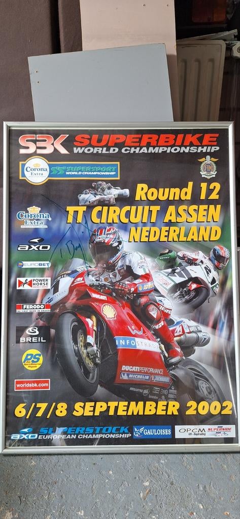 SBK Superbike 2002 Assen Poster - Gesigneerd Troy Bayliss, Ophalen of Verzenden