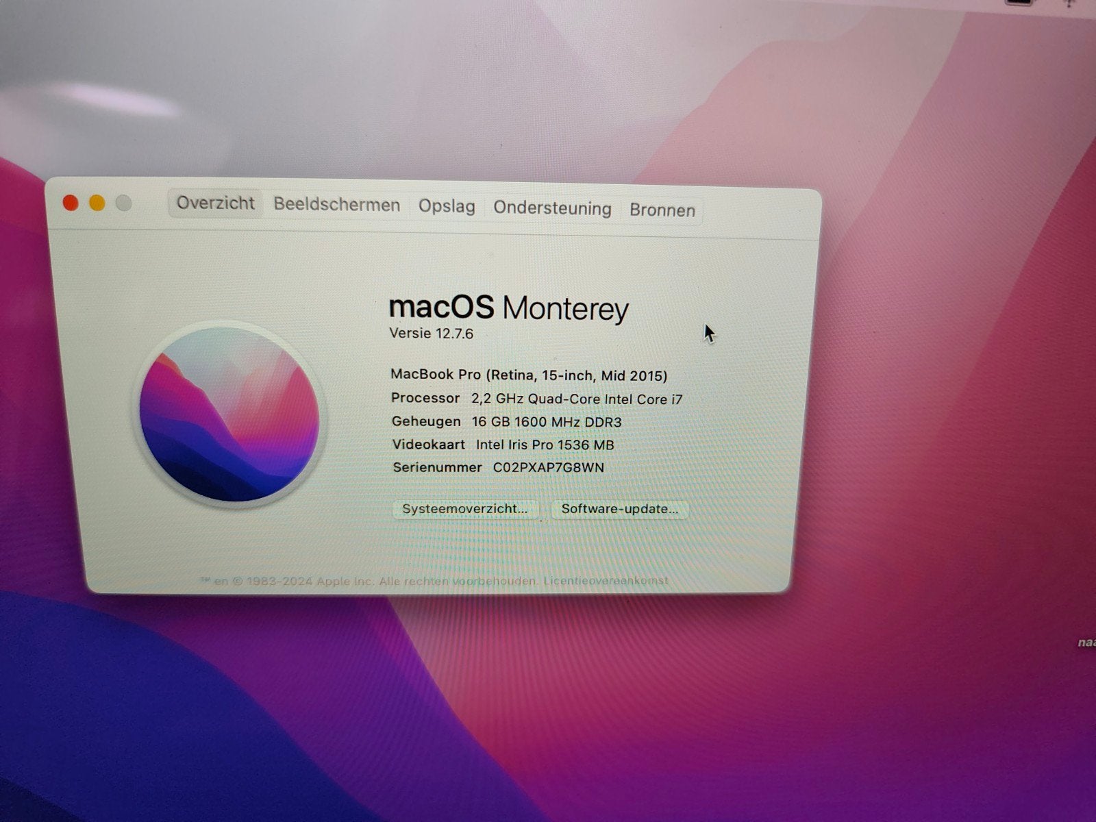 MacBook Pro 15 inch (Mid 2015) - Goede staat, Computers en Software, MacBook Pro, 256 GB, 2 tot 3 Ghz, Ophalen of Verzenden