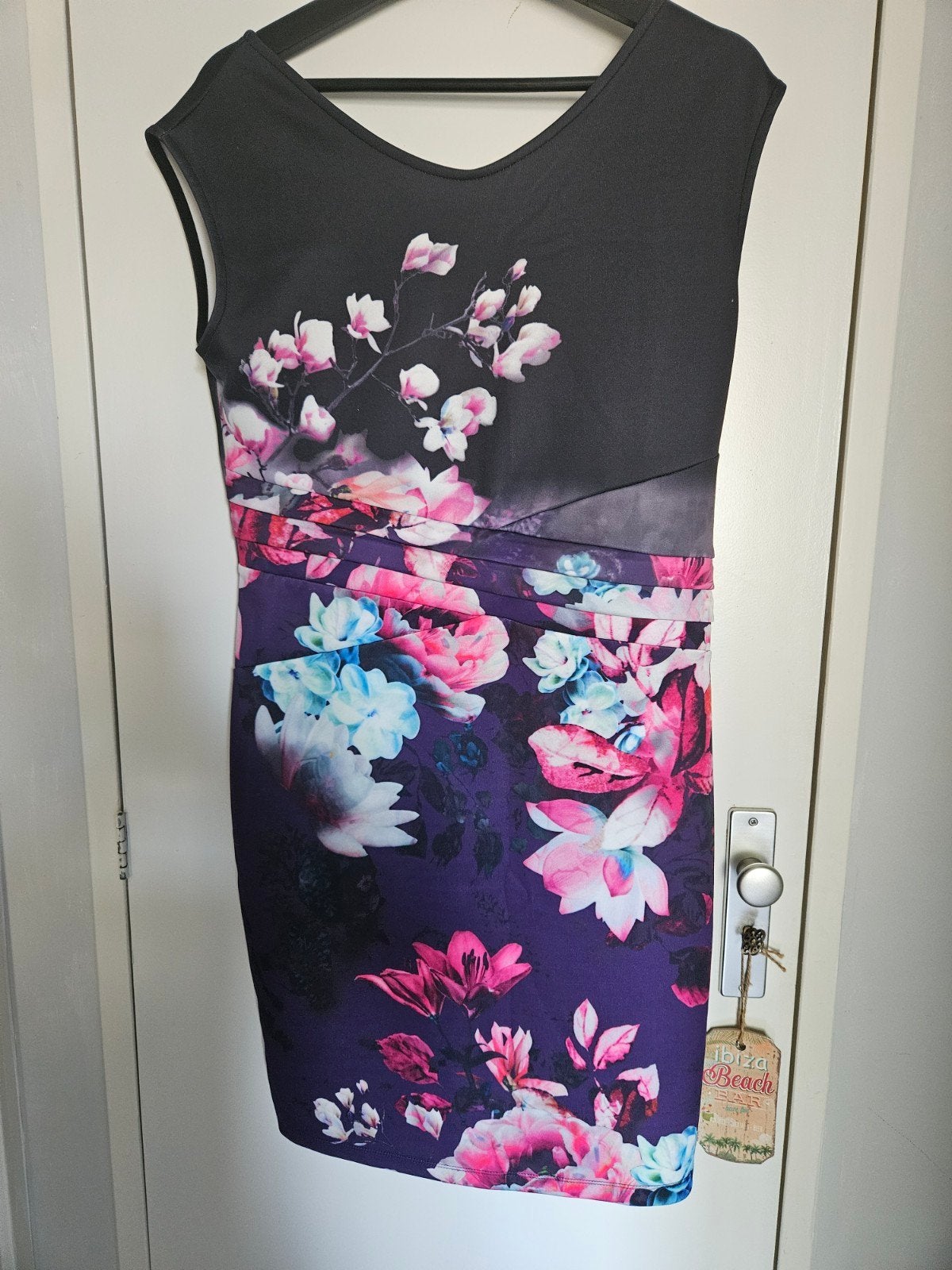 Bodyflirt Boutique Jurk met Bloemenprint - Maat M, Maat 38/40 (M), Paars, Ophalen of Verzenden, Zo goed als nieuw