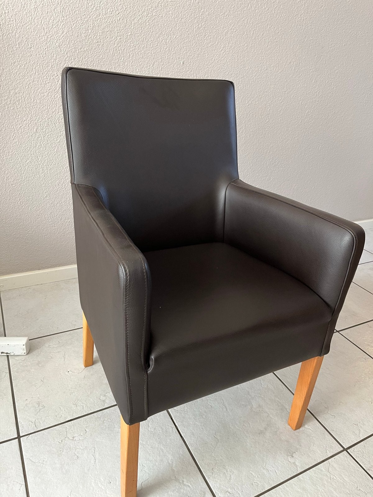 6 Skai Leren Eetkamerstoelen - Comfortabel en Stijlvol, Ophalen, Gebruikt, Bruin, Leer