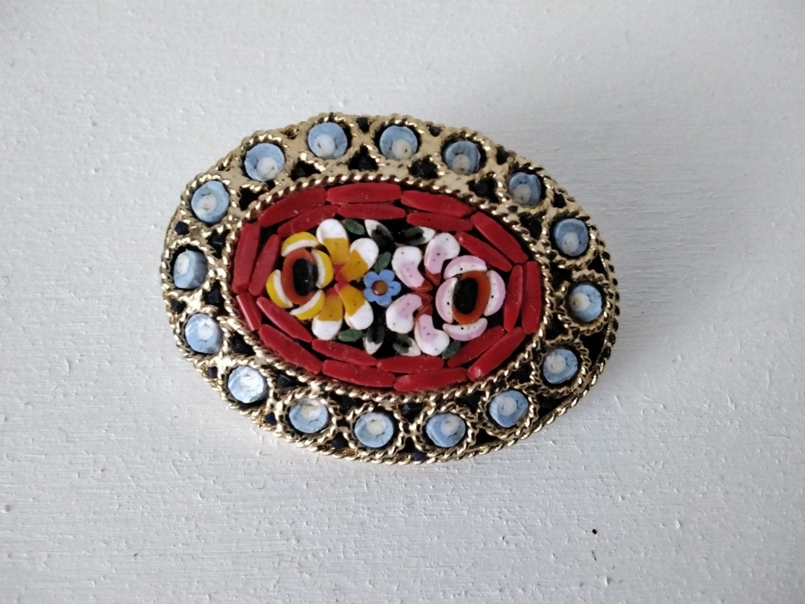 Mozaïek broche Italië, Ophalen of Verzenden, Overige materialen