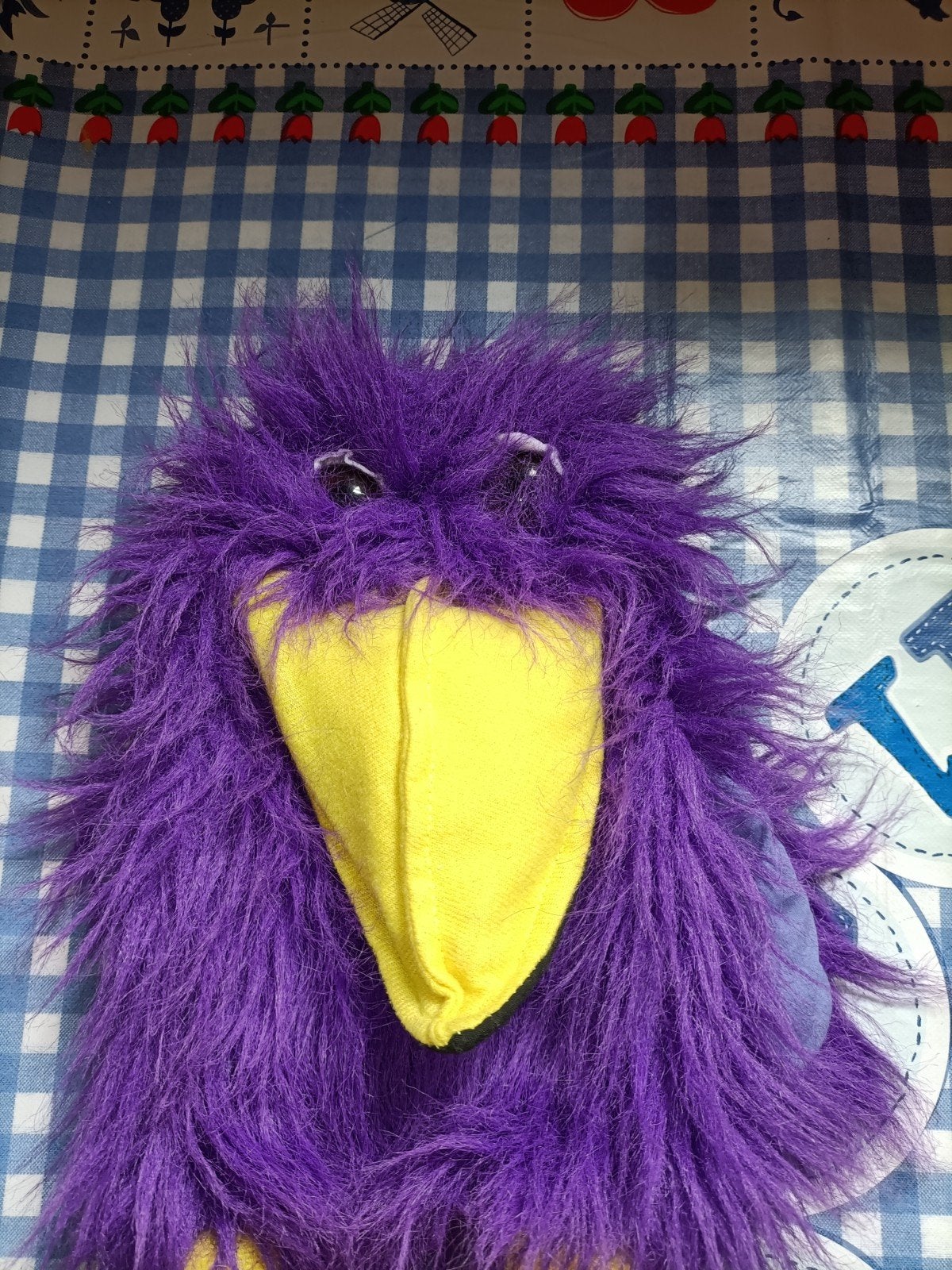 Paarse kraai handpop vogel MacBek rekenhulp, Ophalen of Verzenden, Zo goed als nieuw, Versiering