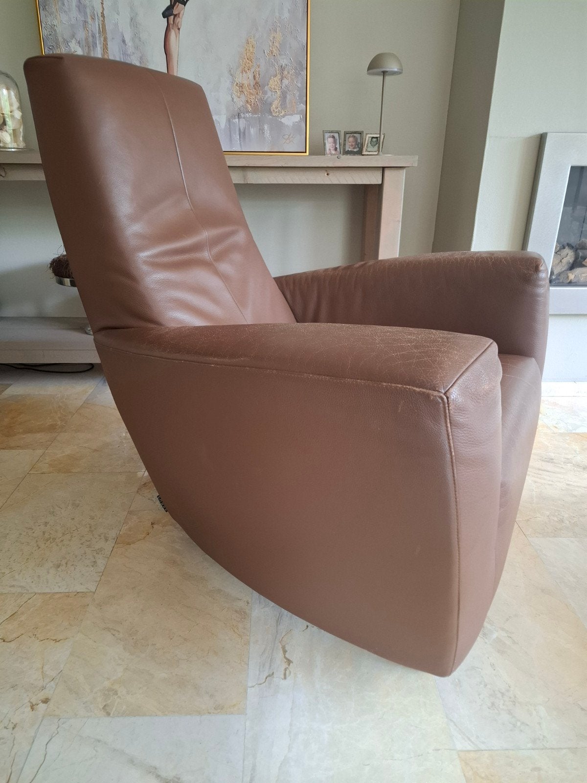 Comfortabele leren fauteuil - Bruin, Huis en Inrichting, Fauteuils, Gebruikt, Leer, 75 tot 100 cm, 75 tot 100 cm, Ophalen