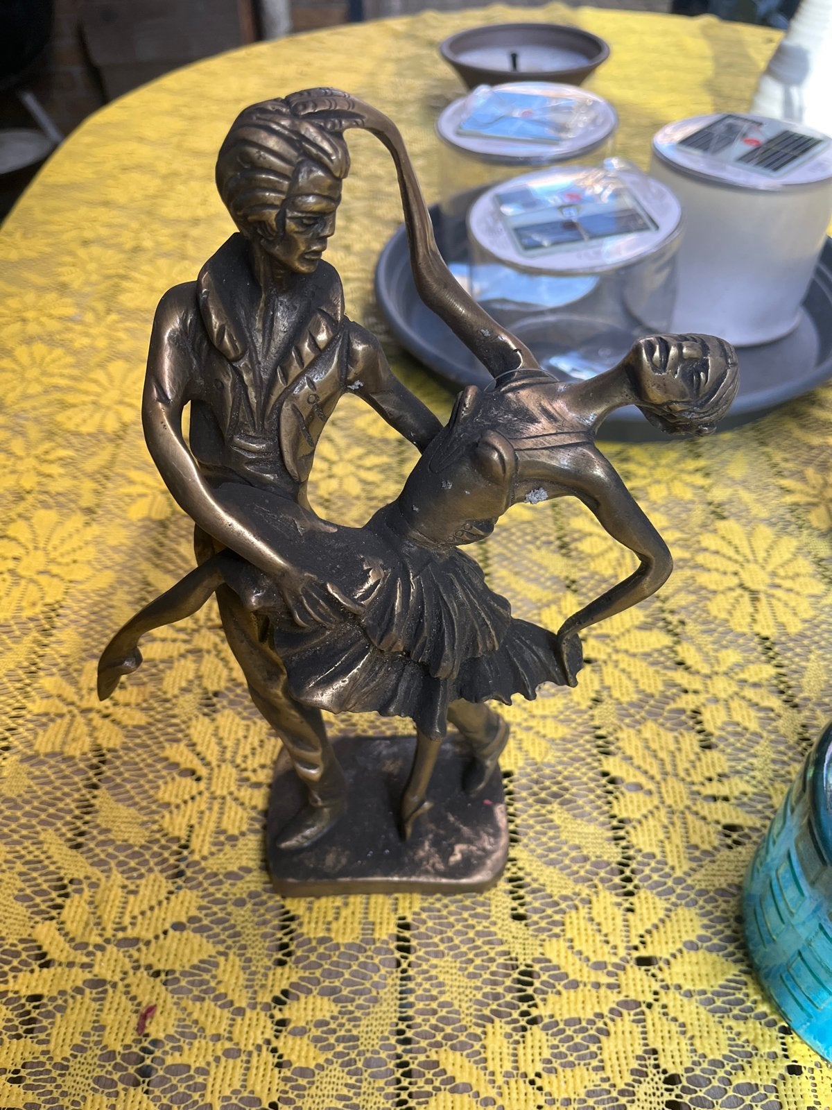 Bronzen beeld van dansend koppel, Groep mensen, Verzenden, 20 - 50 cm, Beeld