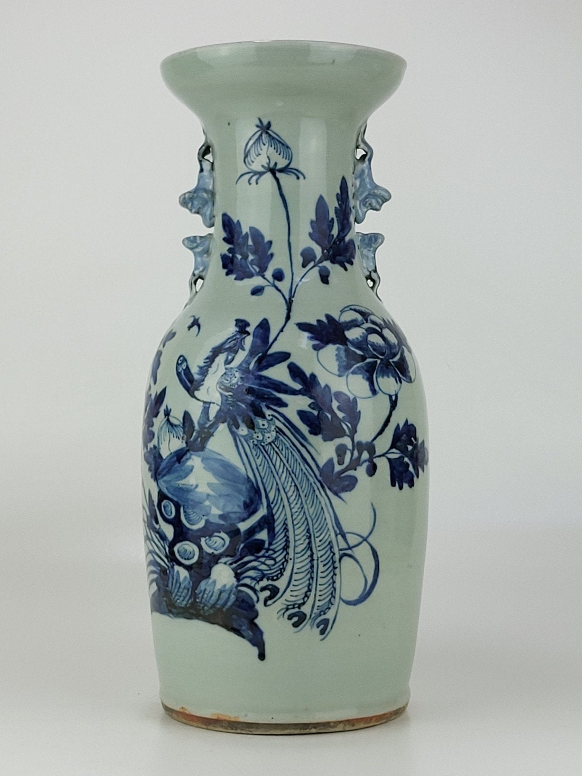 Chinese antieke Blauwe-wit celadon vaas, Ophalen of Verzenden