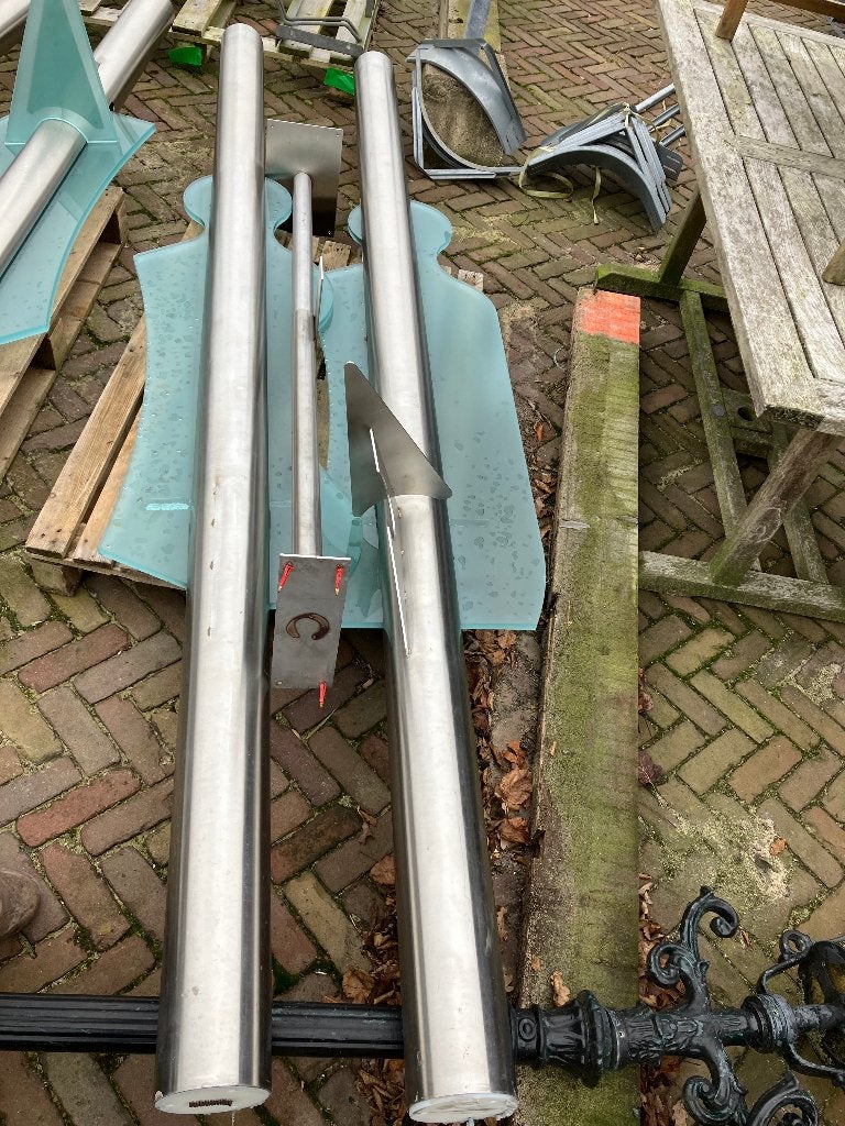 Zuil rvs staander schaamschot afscheiding glas ( 344 ), Ophalen, Zo goed als nieuw, Nb, Nb