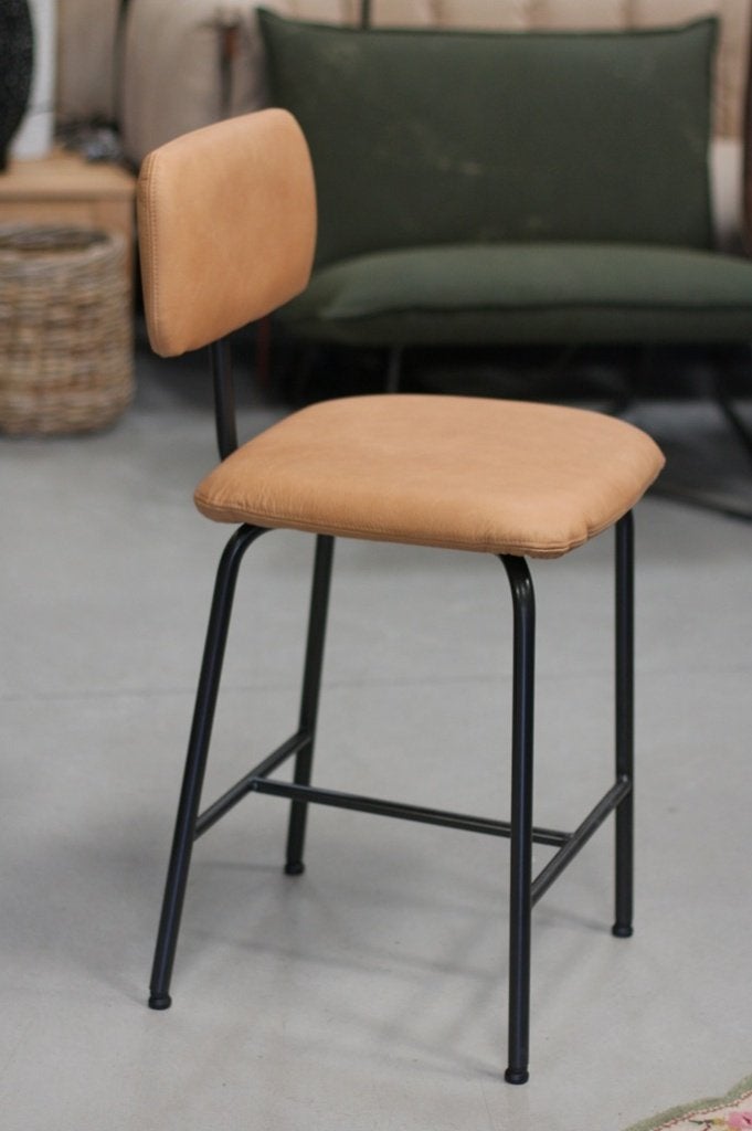 Luxe barstoel barkruk ZIPP Jess Design metaal leer naturel, Ophalen, 5 krukken of meer, Met voetsteun, 60 tot 90 cm