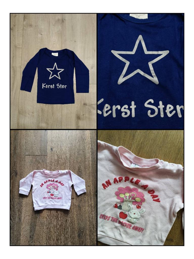 2 Shirts, Kinderen en Baby's, Babykleding | Maat 74, Ophalen of Verzenden, Zo goed als nieuw, Meisje, Shirtje of Longsleeve