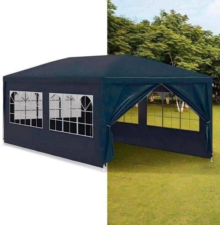 Partytent, Paviljoen, 3x6, opvouwbaar, Met Zijwanden, Blauw, Tuin en Terras, Opvouwbaar, Partytent, Minder dan 2 meter, Minder dan 4 meter