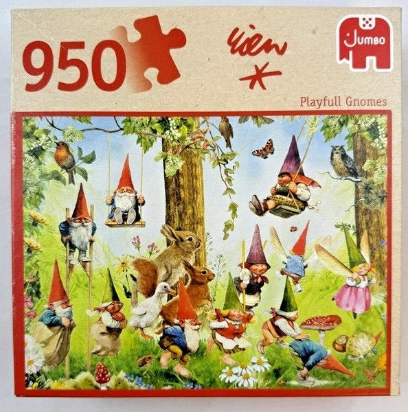 Jumbo Rien Poortvliet puzzel 950 stukjes spelende kabouters, Hobby en Vrije tijd, Verzenden, 500 t/m 1500 stukjes, Zo goed als nieuw