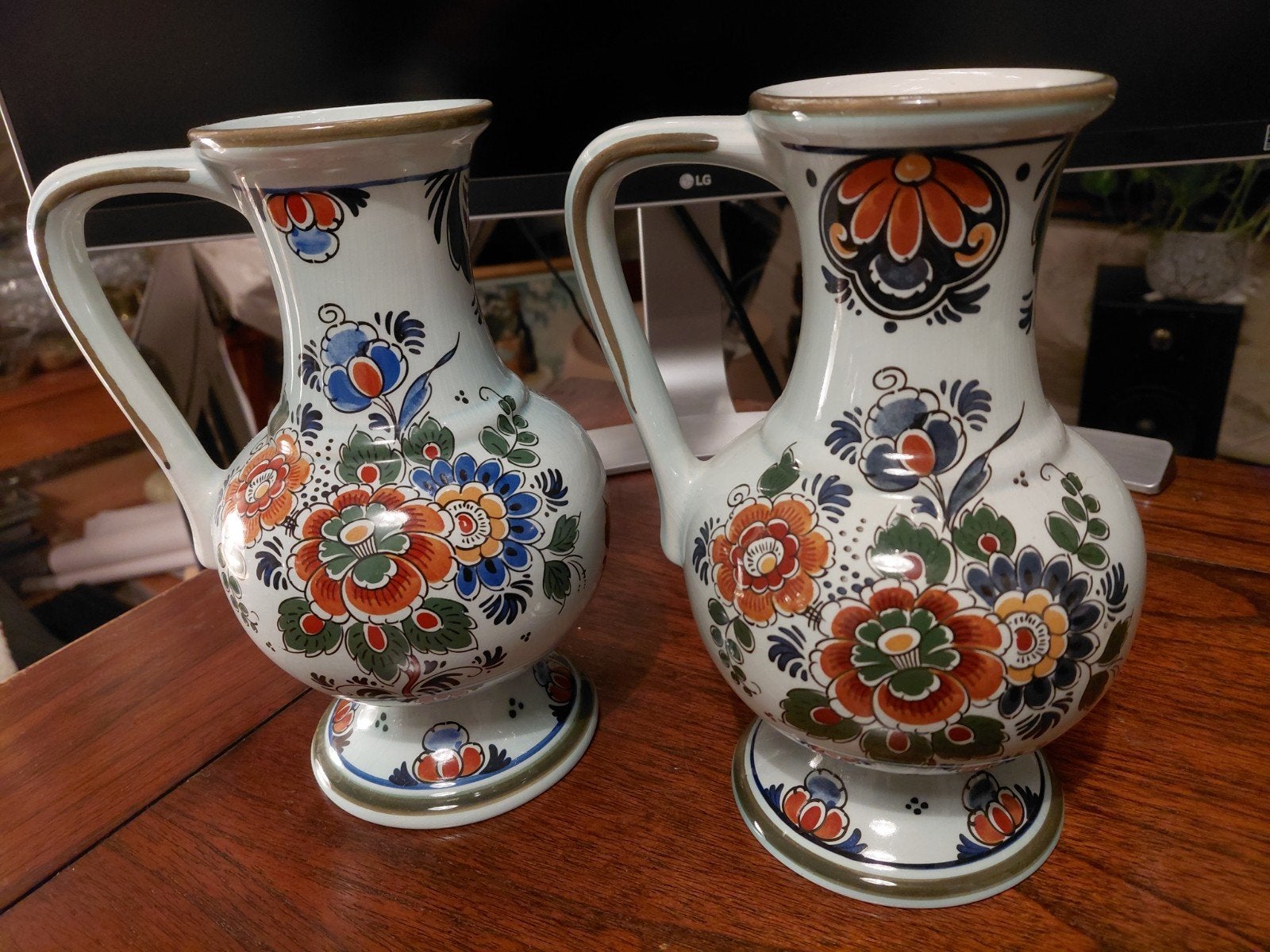 Set van 2 Polychroom Delftse Vazen - Handwerk 1876, Ophalen of Verzenden