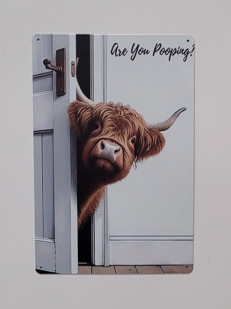 Are you pooping koe bull reclamebord van metaal wandbord, Info@deconoord.nl, Deco Noord, Nieuw, Ophalen of Verzenden