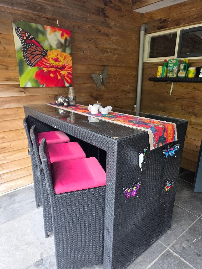 Wicker barset incl. Kussentjes, Tuin en Terras, Tuinsets en Loungesets, Ophalen, 6 zitplaatsen, Zo goed als nieuw, Wicker