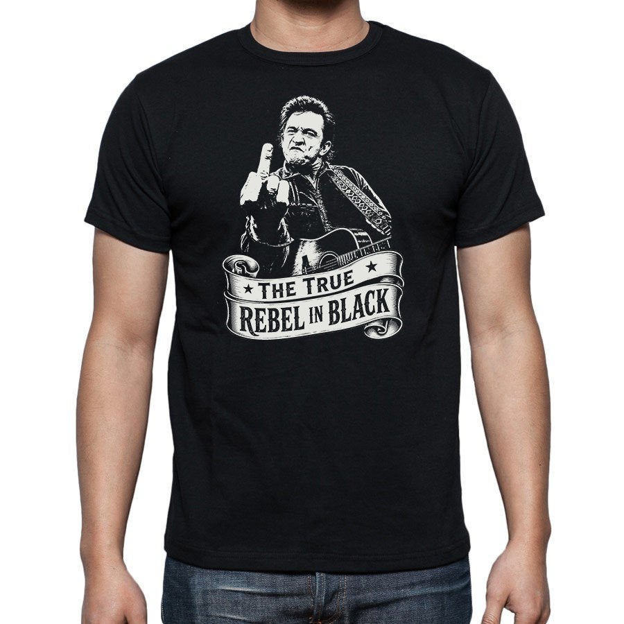 Johnny Cash T.-shirt, Zwart, B&C Collection, Nieuw, Overige maten