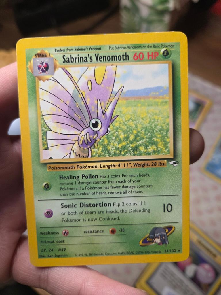 Sabrina's Venomoth Rare 34/132 Gym Heroes Wotc 2000, Ophalen of Verzenden, Zo goed als nieuw, Losse kaart