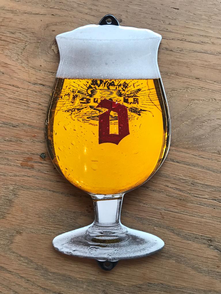 Duvel bier emaille reclamebord, Verzamelen, Ophalen of Verzenden, Zo goed als nieuw, Reclamebord, Plaat of Schild, Duvel