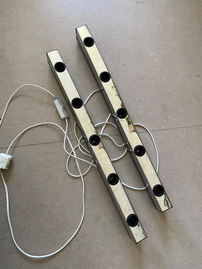 IKEA MUSIK wandlamp - spiegelverlichtinglights x2, Ophalen, Gebruikt, IKEA, Zilver