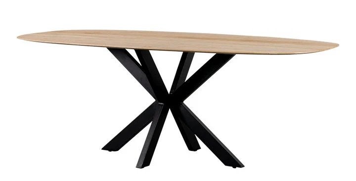 Eettafel ovaal - massief eiken - met matrix poot, Ophalen, 100 tot 150 cm, 200 cm of meer, Zo goed als nieuw
