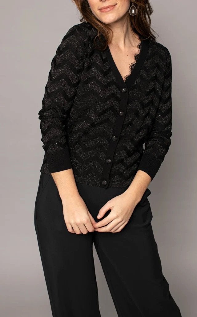 Studio Anneloes Elise ajour cardigan zwart S, Ophalen of Verzenden, Zo goed als nieuw, Maat 36 (S), Zwart