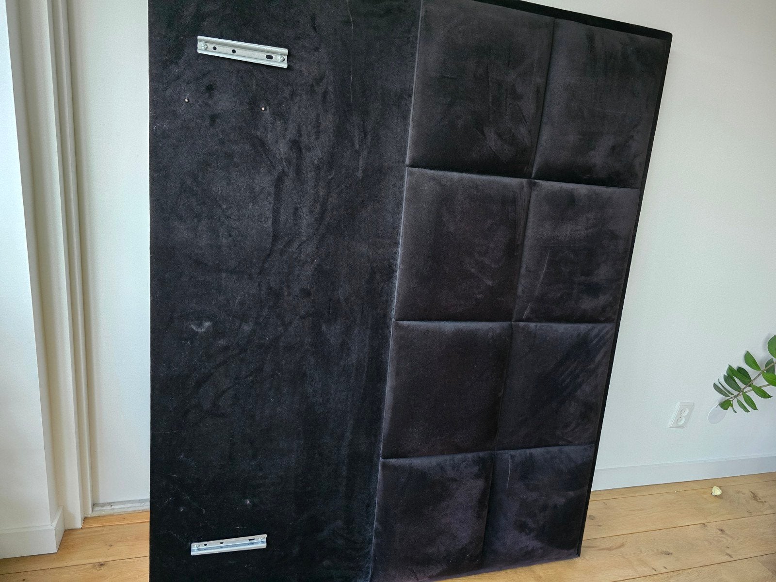 Zwart velours hoofdbord 160x132cm, Ophalen, Gebruikt, Zwart, Tweepersoons